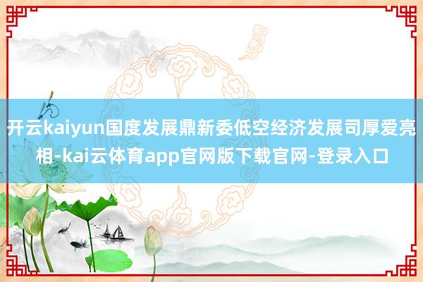 开云kaiyun国度发展鼎新委低空经济发展司厚爱亮相-kai云体育app官网版下载官网-登录入口