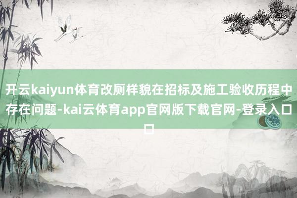 开云kaiyun体育改厕样貌在招标及施工验收历程中存在问题-kai云体育app官网版下载官网-登录入口