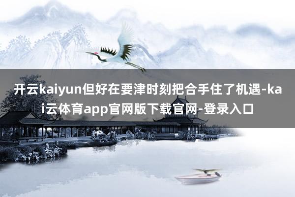 开云kaiyun但好在要津时刻把合手住了机遇-kai云体育app官网版下载官网-登录入口
